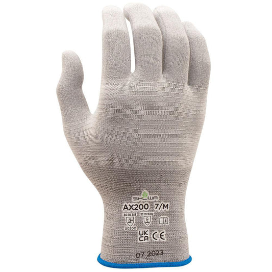 SHOWA AX200L-08 Anti-Static Gloves Size Large, Gray, Polyurethane