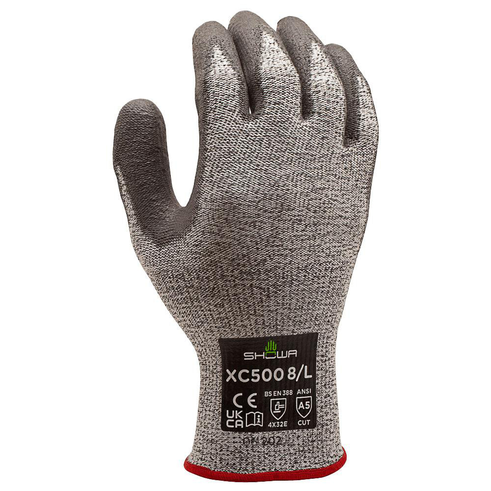 SHOWA XC500XXL-10 Cut & Puncture Resistant Gloves Style Knit  Coating Material Polyurethane  Coating Coverage Palm & Fingertips  Glove Type Cut & Abrasion-Resistant  ANSI/ISEA Cut Resistance Level A5  Primary Material HPPE Stainless Steel