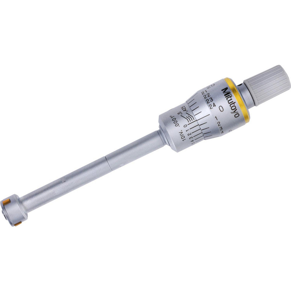 Mitutoyo 368-263 Mechanical Inside Micrometers Minimum Measurement (Decimal Inch) 0.4250  Maximum Measurement (Decimal Inch) 0.5000  Rod Type Solid  Thimble Type Ratchet Stop  Lock Nut Type Ring  Calibrated No