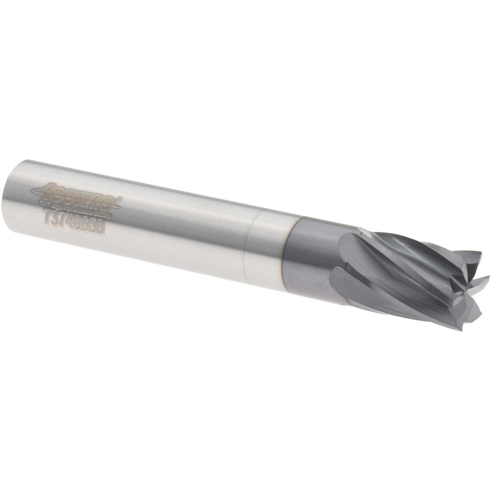 Accupro 2500095 Square End Mill 3/8" Dia, 1/2" LOC, 6 Flutes, Solid Carbide