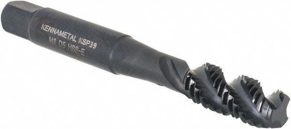 Kennametal 5443918 Spiral Flute Tap M12x1.75, 3 Flute, Bottoming Chamfer, 6H Class of Fit, Cobalt, Oxide Finish