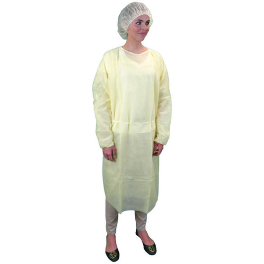 PRO-SAFE KM-ISO-NW-YELLOW Disposable Jackets & Coats Garment Style Gown  Gender Unisex  Size Universal  Cuff Style Elastic w/Thumb-loop  Material Polypropylene  Closure Type Ties