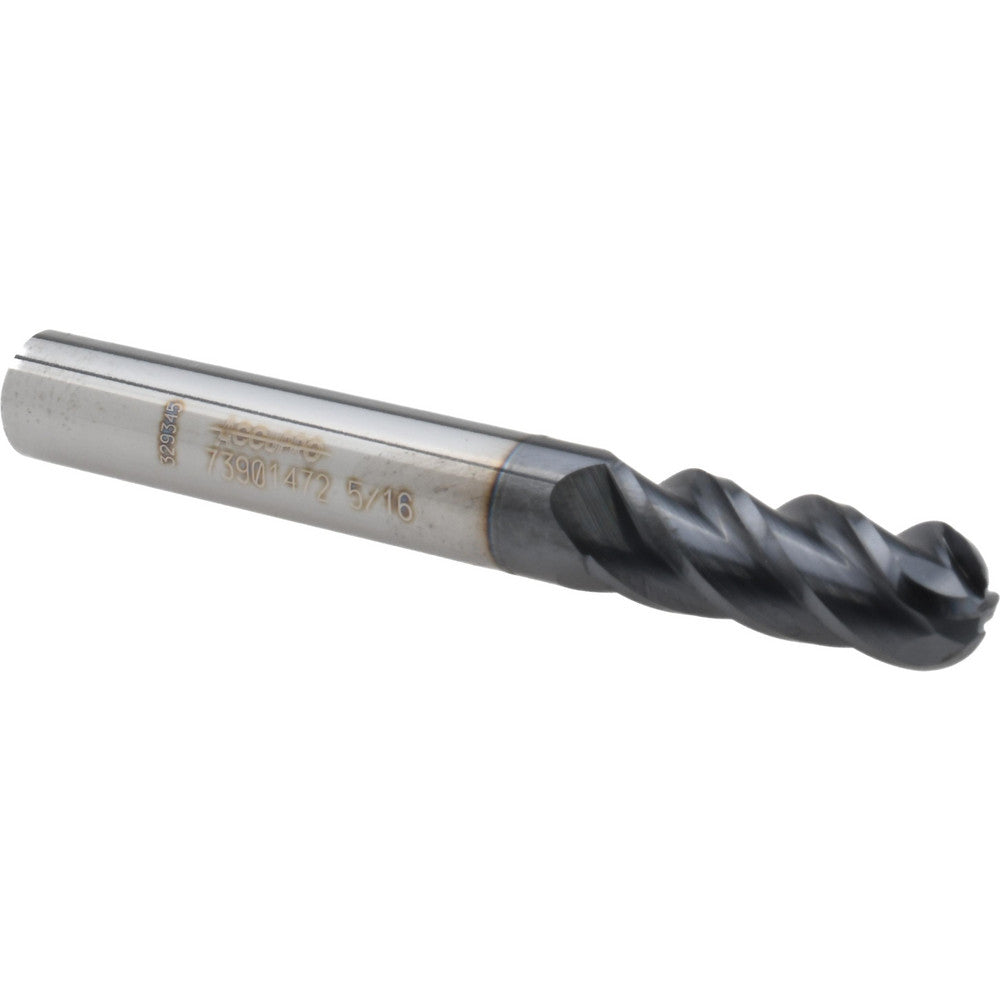 Accupro 73901472 Ball End Mill 0.3125" Dia, 0.8125" LOC, 4 Flute, Solid Carbide