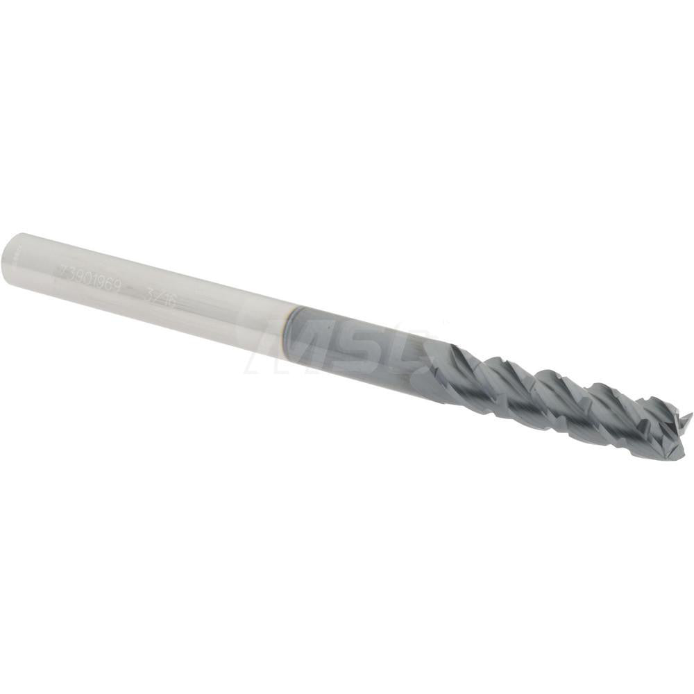 Accupro 73901969 Roughing & Finishing End Mill 3/16" Dia, 4 Flutes, Square End, Chipbreaker, Solid Carbide