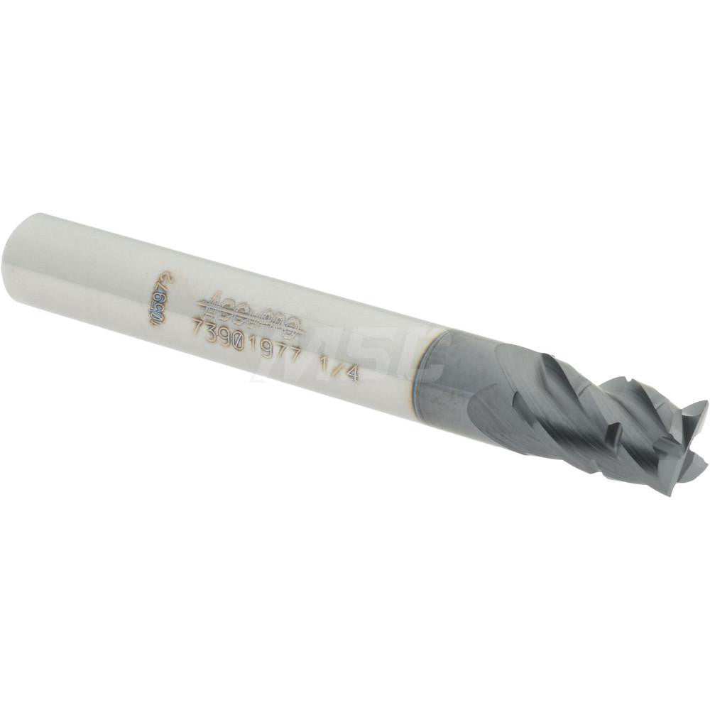 Accupro 73901977 Roughing & Finishing End Mill 1/4" Dia, 4 Flutes, Square End, Chipbreaker, Solid Carbide