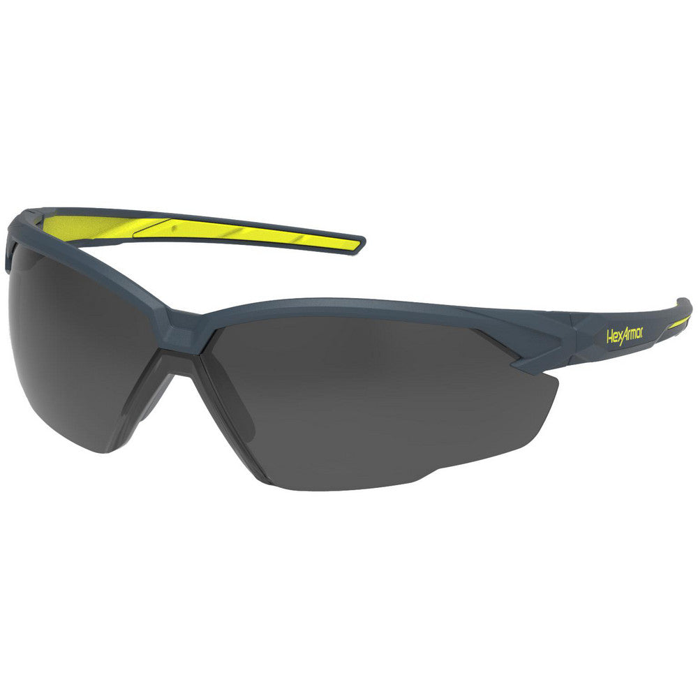 HexArmor 11-31008-02 Safety Glasses Glasses Style Tinted  Lens Coating Anti-Fog Scratch-Resistant  Frame Style Half-Framed  Frame Design Wrap Around  Lens Color Gray  Frame Color Charcoal Yellow