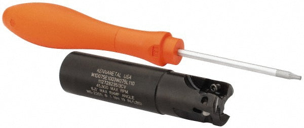 Kennametal 3742554 Indexable Square-Shoulder End Mill M1D075E1003W075L110, 3/4" Cut Dia, 0.398" Max Depth of Cut, 3/4" Dia Weldon Flat Shank