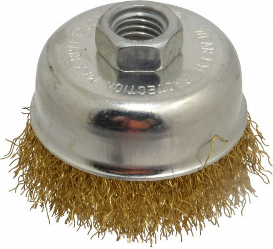 Value Collection 0107058335 Cup Brush 2-3/4" Dia, 0.014" Wire Dia, Brass, Crimped