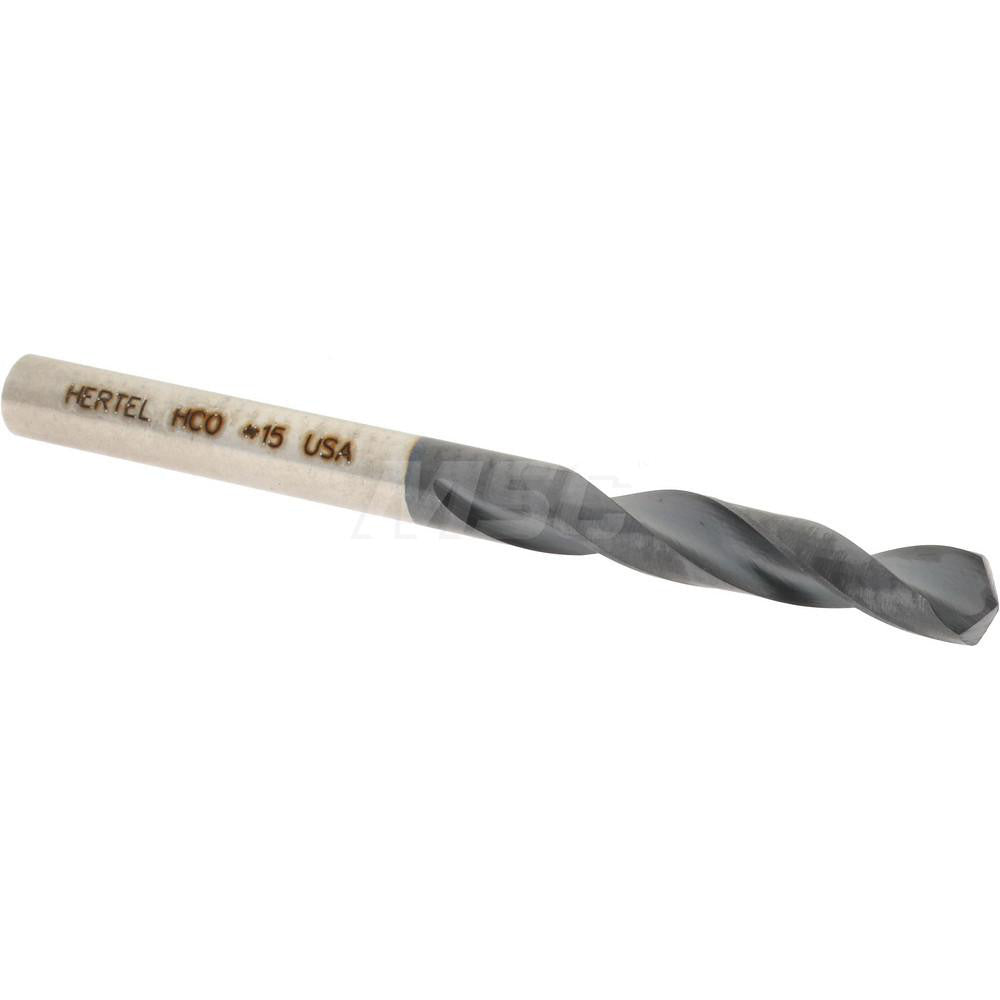 Hertel 74132127 Screw Machine Length Drill Bit #15 (0.1800) Dia, 135 deg, Cobalt