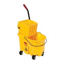 Rubbermaid FG748000YEL WaveBrake 26 Qt Side-Press Mop Bucket & Wringer Combo on Wheels, Yellow