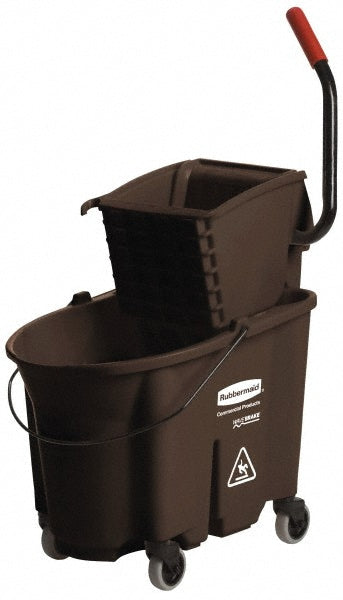 Rubbermaid FG758088BRN WaveBrake 35 Qt Side-Press Mop Bucket & Wringer Combo on Wheels, Brown