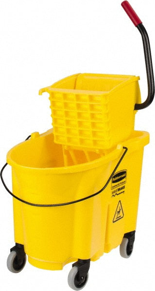 Rubbermaid FG758088YEL WaveBrake 35 Qt Side-Press Mop Bucket & Wringer Combo on Wheels, Yellow