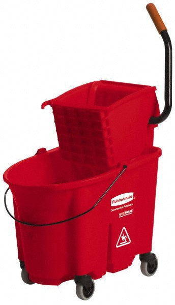 Rubbermaid FG758888RED WaveBrake 35 Qt Side-Press Mop Bucket & Wringer Combo on Wheels, Red