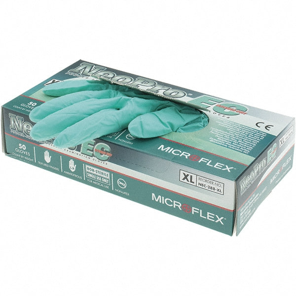 Ansell NEC-288-XL Series Microflex Neopro Disposable Gloves Size X-Large, 6.3 mil, Uncoated-Coated Neoprene, Medical Grade, Unpowdered