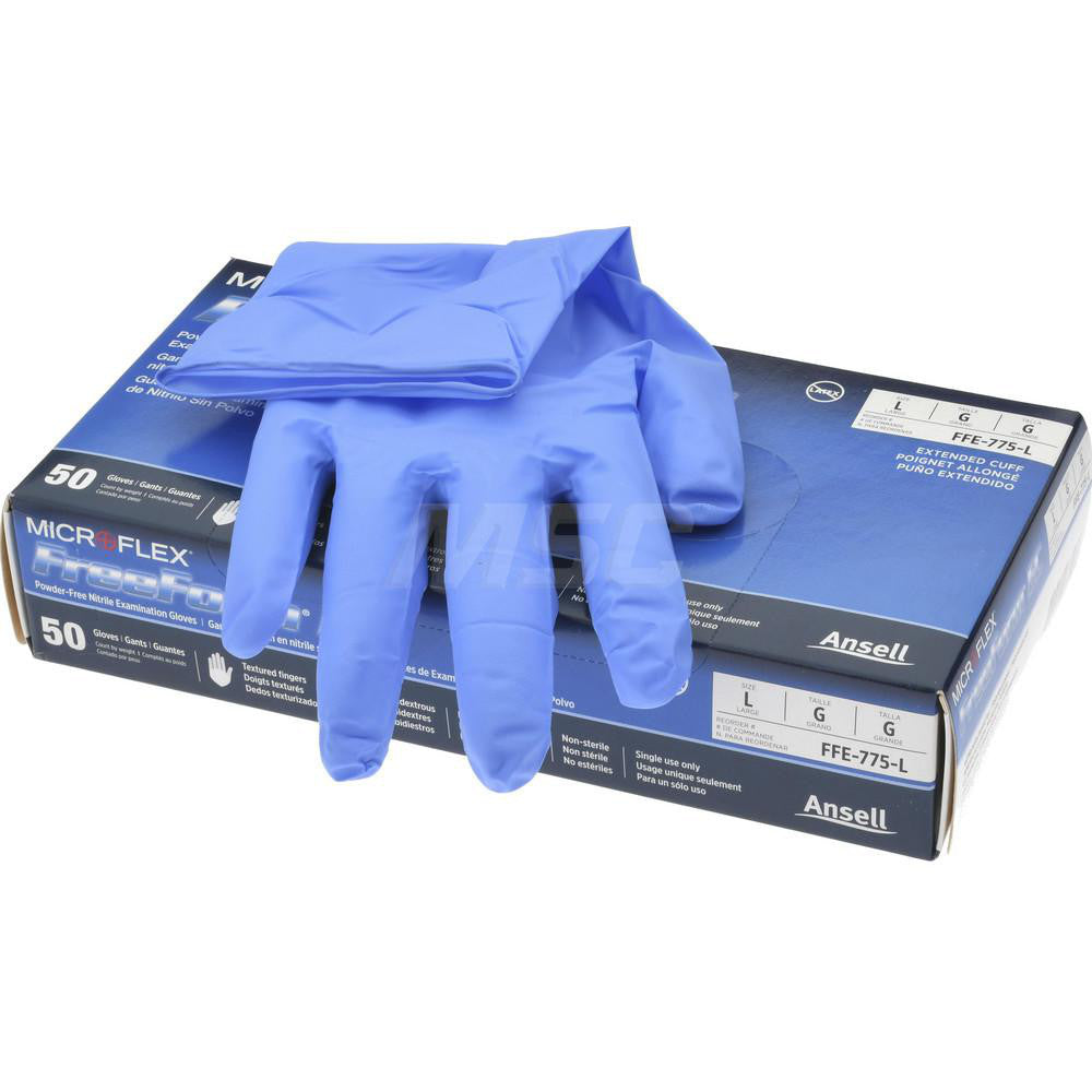 Ansell FFE-775-L Series Microflex FreeForm Disposable Gloves Size Large, 4.7 mil, Uncoated-Coated Nitrile, Medical Grade, Unpowdered