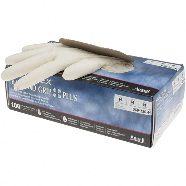 Ansell DGP-350-M Series Microflex Diamond Grip Plus Disposable Gloves Size Medium, 5.1 mil, Uncoated-Coated Latex, Medical Grade, Unpowdered