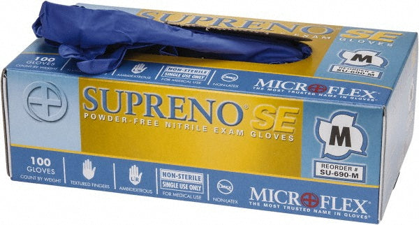Ansell SU-690-M Series Microflex Supreno Disposable Gloves Size Medium, 4.3 mil, Uncoated-Coated Nitrile, Medical Grade, Unpowdered