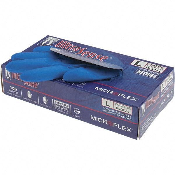 Ansell US-220-L Series Microflex Ultrasense Disposable Gloves Size Large, 3.1 mil, Uncoated-Coated Nitrile, Medical Grade, Unpowdered