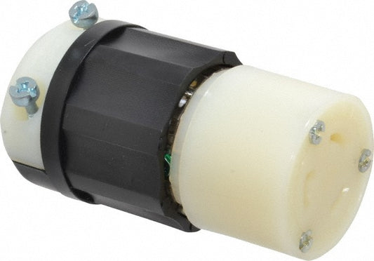Leviton 2323 Locking Inlet Connector, Industrial, L6-20R, 250V, Black & White