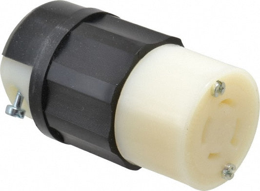 Leviton 2423 Locking Inlet Connector, Industrial, L15-20R, 250V, Black & White