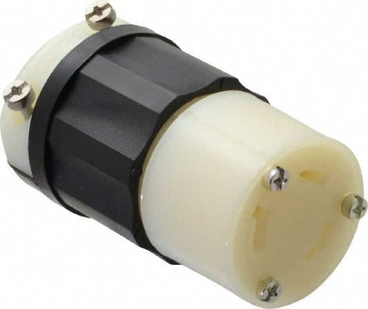 Leviton 2643 Locking Inlet Connector, Industrial, L8-30R, 480V, Black & White