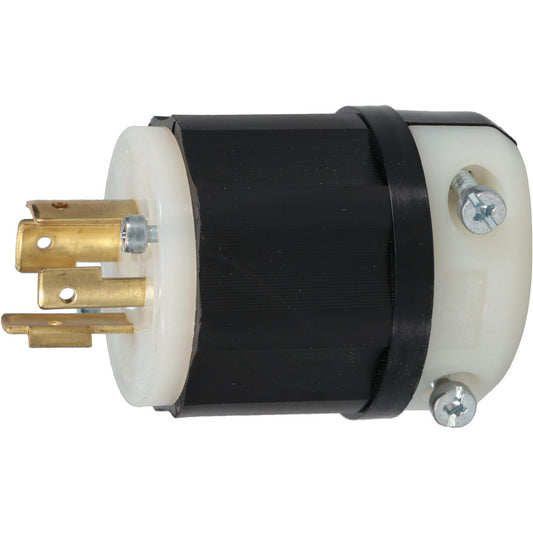 Leviton 2421 Locking Inlet Plug, Industrial, L15-20P, 250V, Black & White