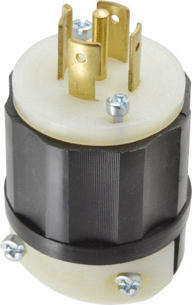 Leviton 2511 Locking Inlet Plug, Industrial, L21-20P, 120 & 208V, Black & White
