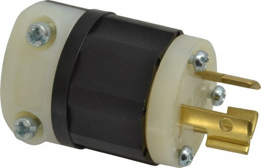 Leviton 4570-C Locking Inlet Plug, Industrial, L6-15P, 250V, Black & White