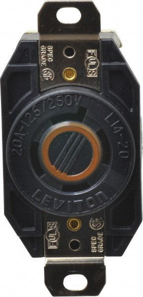 Leviton 2410 125/250 VAC, 20 Amp, L14-20R NEMA, Self Grounding Receptacle