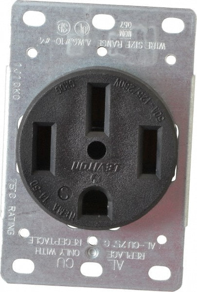 Leviton 279-S00 Straight Blade Single Receptacle NEMA 14-50R, 50 Amps, Self-Grounding