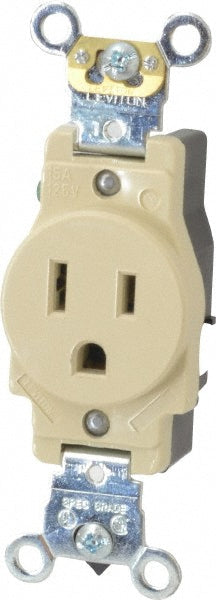 Leviton 5261-I Straight Blade Single Receptacle NEMA 5-15R, 15 Amps, Self-Grounding