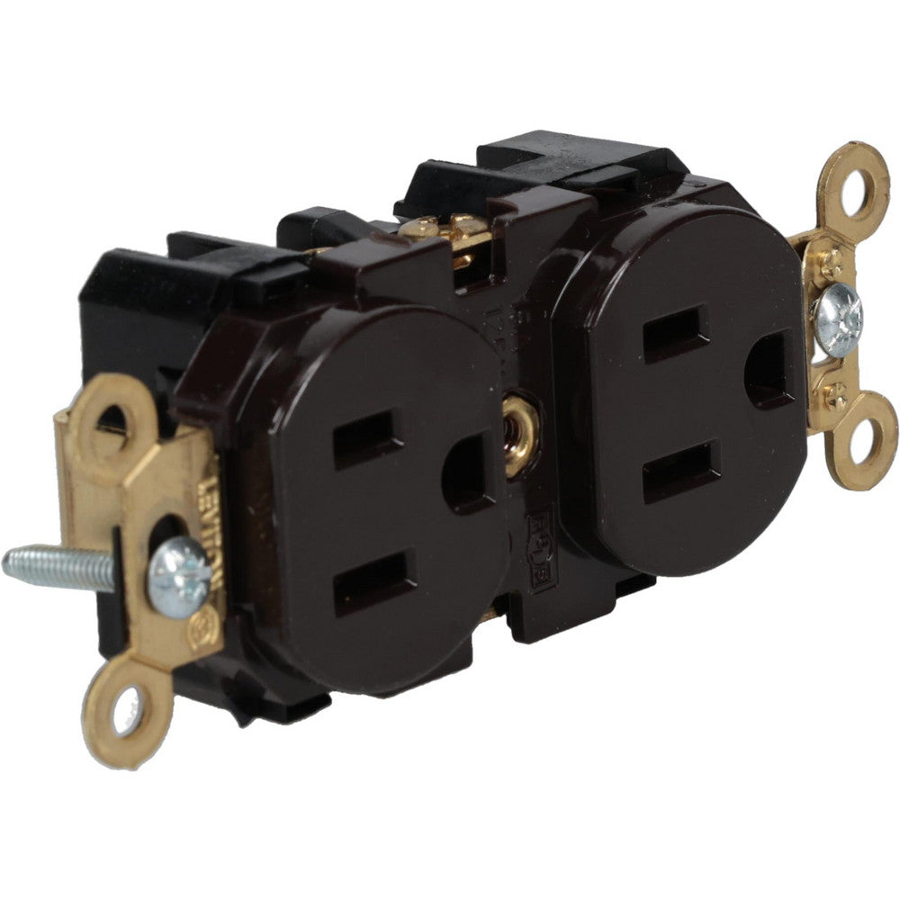 Leviton 5262 Straight Blade Duplex Receptacle NEMA 5-15R, 15 Amps, Self-Grounding