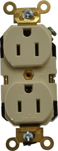 Leviton 5262-I Straight Blade Duplex Receptacle NEMA 5-15R, 15 Amps, Self-Grounding