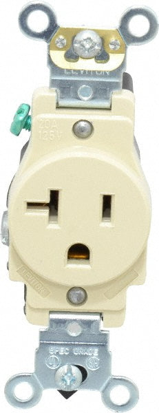 Leviton 5361-I Straight Blade Single Receptacle NEMA 5-20R, 20 Amps, Self-Grounding