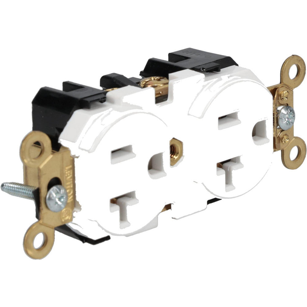 Leviton 5362-W Straight Blade Duplex Receptacle NEMA 5-20R, 20 Amps, Self-Grounding