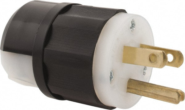Leviton 5266-C Straight Blade Plug Industrial, 5-15P, 125VAC, Black & White