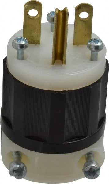 Leviton 5666-C Straight Blade Plug Industrial, 6-15P, 250VAC, Black & White