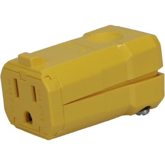 Leviton 5259-VY Straight Blade Connector Industrial, 5-15R, 125VAC, Yellow