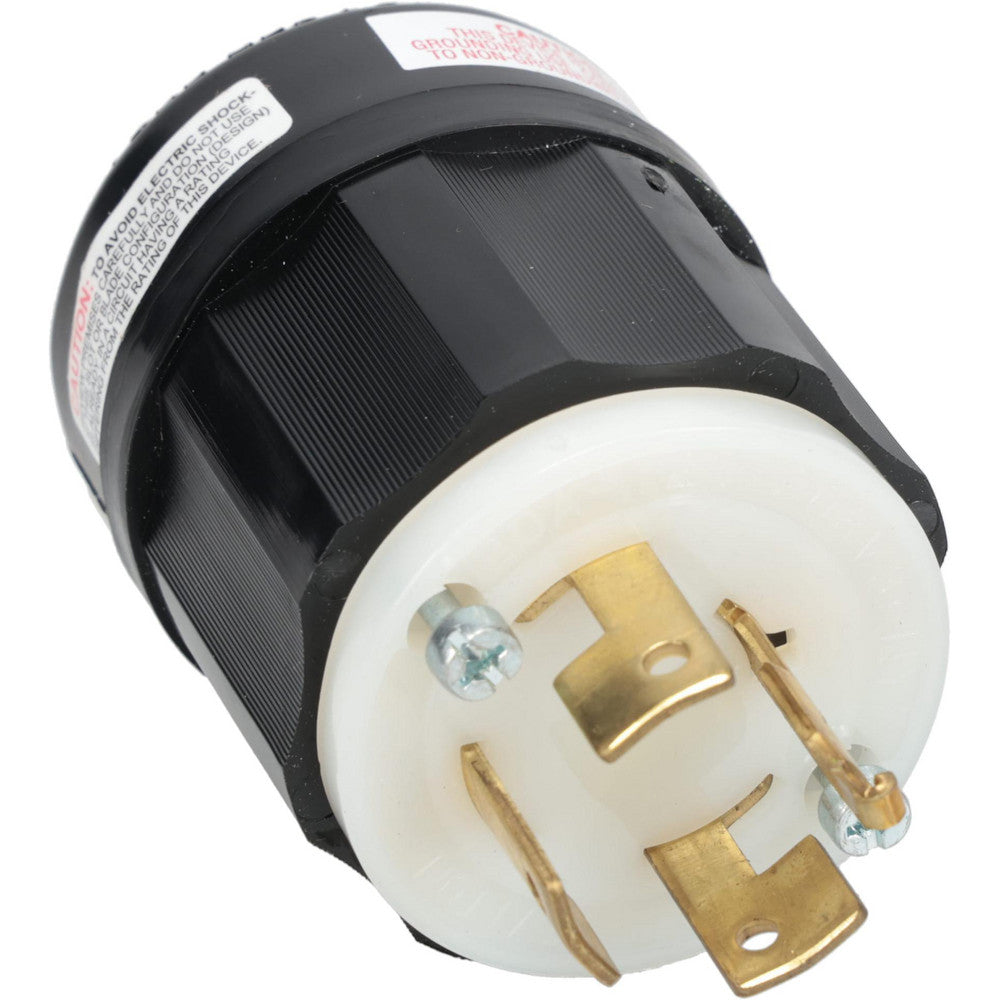Leviton 7411-C Locking Inlet Plug, Industrial, Non-NEMA, 120 & 208V, Black & White