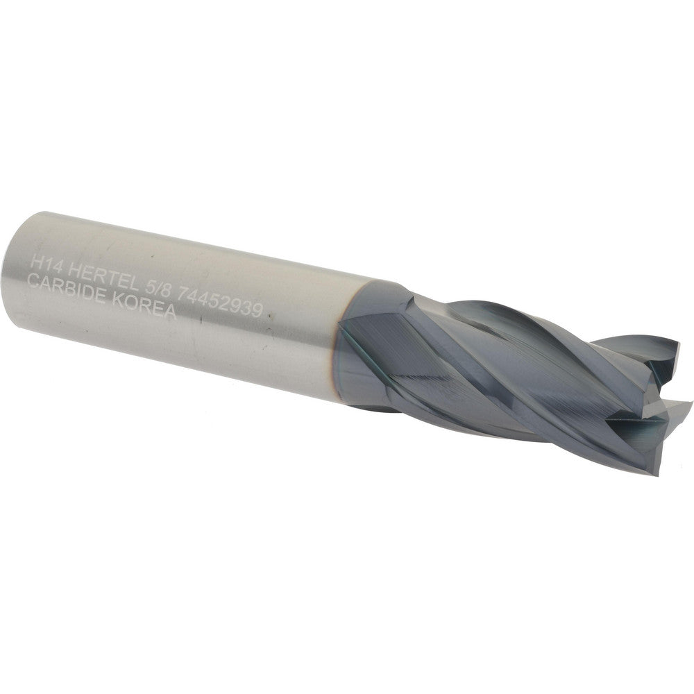 Hertel 74452939 Square End Mill 5/8" Dia, 1-1/4" LOC, 4 Flute, Solid Carbide