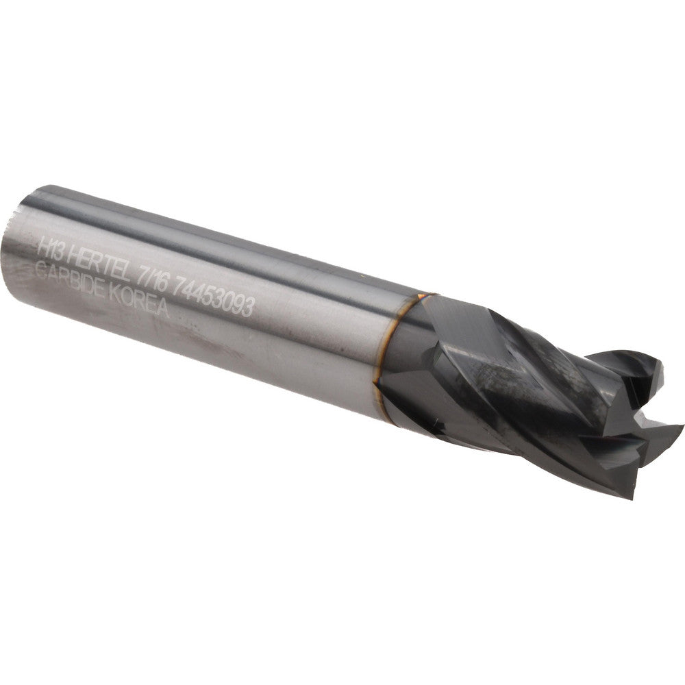 Hertel 74453093 Square End Mill 7/16" Dia, 5/8" LOC, 4 Flute, Solid Carbide