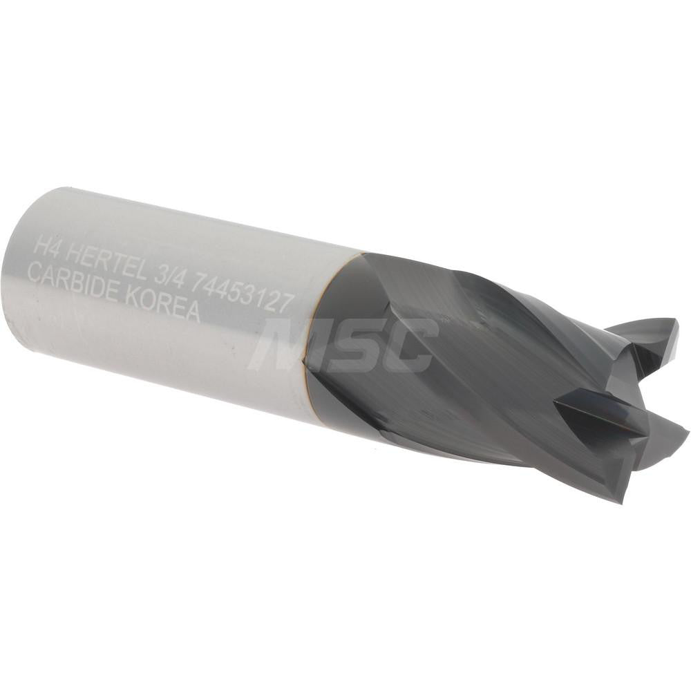 Hertel 74453127 Square End Mill 3/4" Dia, 1" LOC, 4 Flute, Solid Carbide