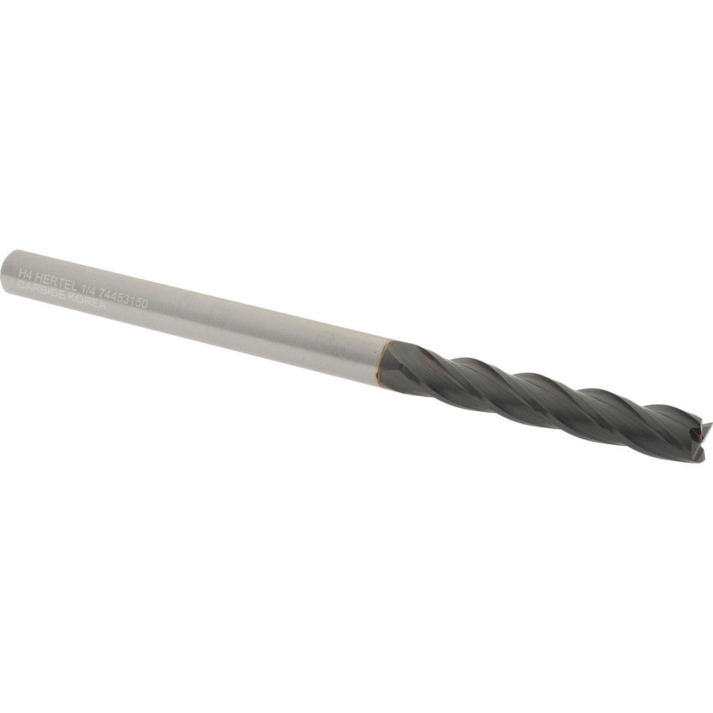 Hertel 74453150 Square End Mill 1/4" Dia, 1-1/2" LOC, 4 Flute, Solid Carbide
