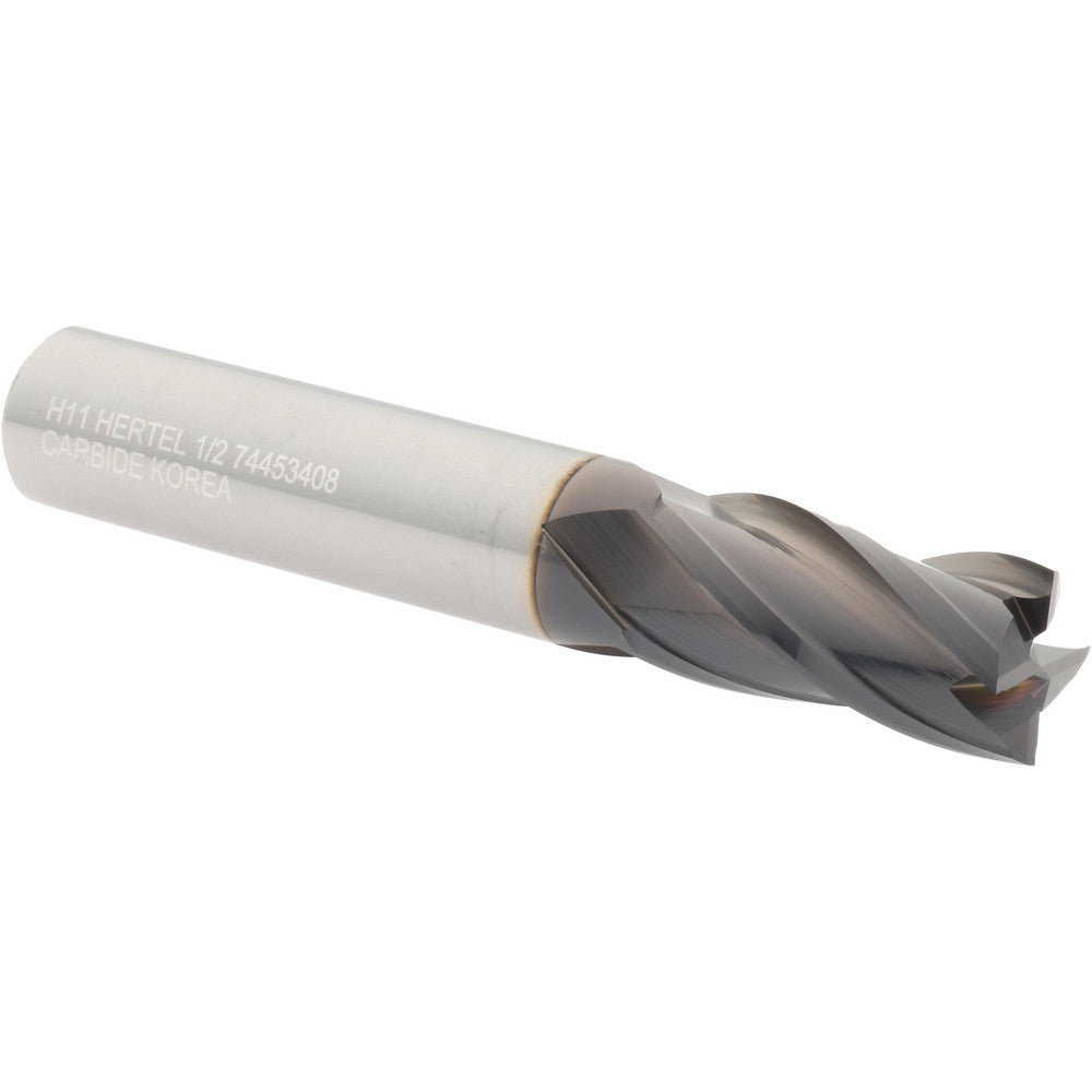 Hertel 74453408 Square End Mill 1/2" Dia, 1" LOC, 4 Flute, Solid Carbide