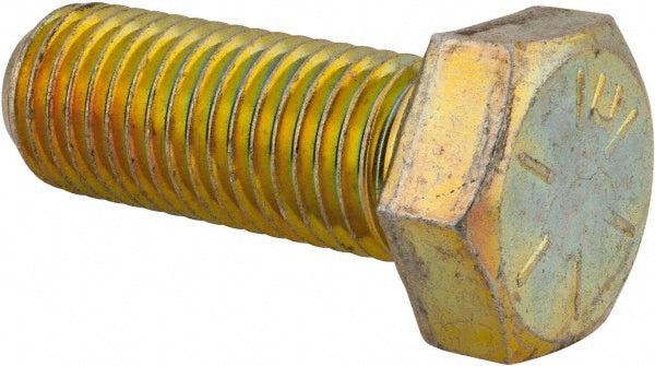 HHCS Made In USA 39230 Hex Head Cap Screw 1-1/8 - 7 x 3", Grade 8 Steel, Zinc Yellow Dichromate Finish