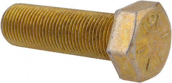 HHCS Made In USA 39449 Hex Head Cap Screw 5/8-18 x 2", Grade 8 Steel, Zinc Yellow Dichromate Finish