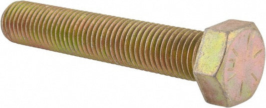 HHCS Made In USA MSC74455643-1 Hex Head Cap Screw 7/8-9 x 5", Grade 8 Steel, Zinc Yellow Dichromate Finish