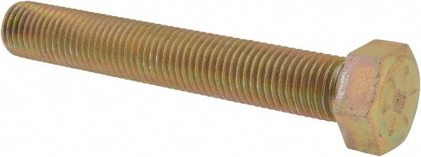 Value Collection 454604BR Hex Head Cap Screw 7/8-9, 6" Length Under Head, Grade 8 Steel, Yellow Zinc Dichromate Finish