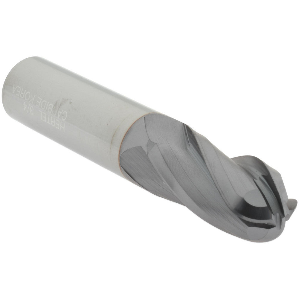 Hertel EG250048 Ball End Mill 3/4" Dia, 1-1/2" LOC, 4 Flute, Solid Carbide