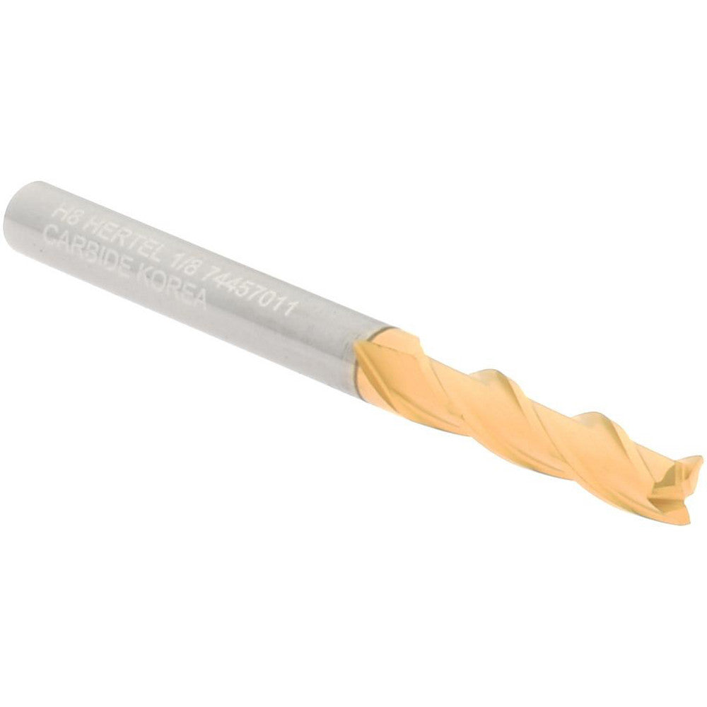Hertel 74457011 Square End Mill 1/8" Dia, 1/2" LOC, 3 Flute, Solid Carbide